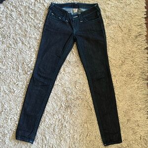 True Religion size 27 dark wash jeans with blue stitching